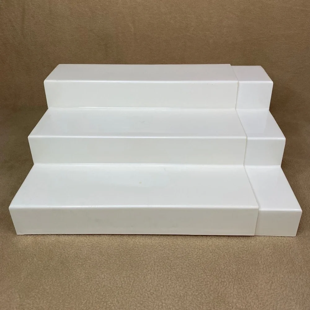 White 3 Tier Step Display Riser Stand Can Goods Organizer Pantry Display EUC‎